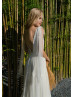 Ivory Lace Tulle V Back Boho Beach Wedding Dress